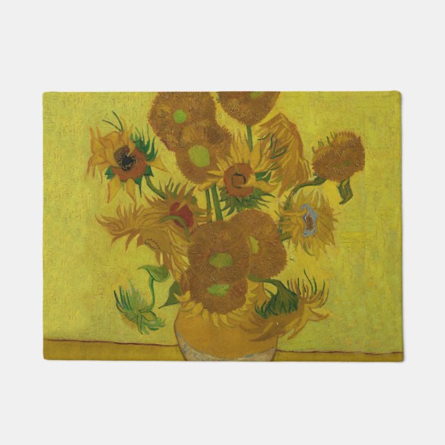 Vincent Van Gogh 15 Sunflowers Painting Doormat (Front)