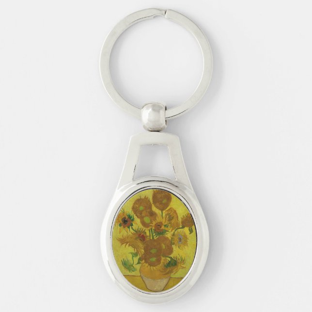 Vincent Van Gogh 15 Sunflowers Painting Key Ring (Front)
