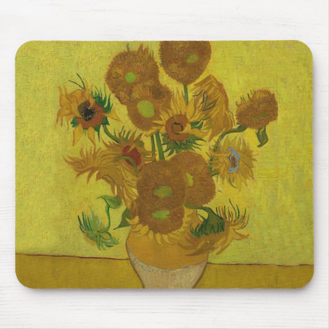 Vincent Van Gogh 15 Sunflowers Painting Mouse Mat (Front)