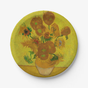 Vincent Van Gogh 15 Sunflowers Painting Paper Plate