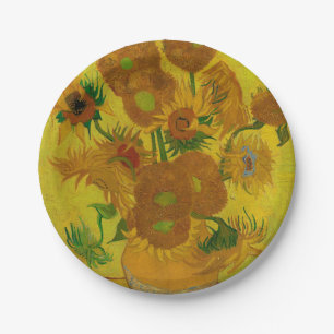 Vincent Van Gogh 15 Sunflowers Painting Paper Plate
