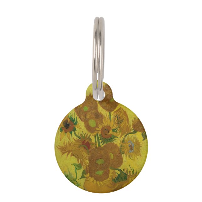 Vincent Van Gogh 15 Sunflowers Painting Pet Tag (Front)