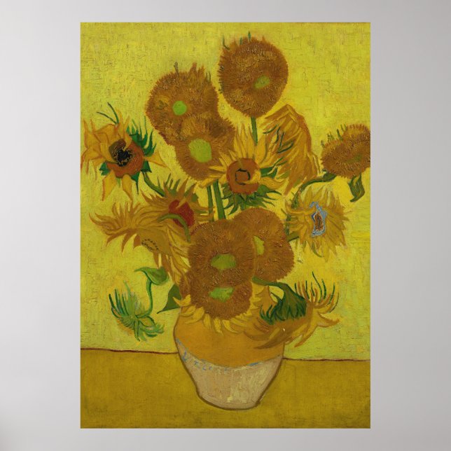 Vincent Van Gogh 15 Sunflowers Painting Poster (Front)