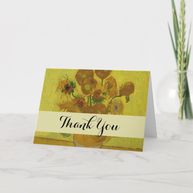 Vincent Van Gogh 15 Sunflowers Painting Thank You Card (Front)
