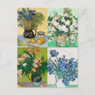 Vincent Van Gogh 1800s Flower Painting Collage Postcard