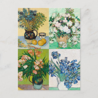 Vincent Van Gogh 1800s Flower Painting Collage Postcard