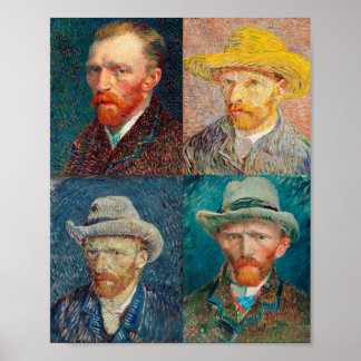 Vincent Van Gogh 1887 Self Portrait Collage  Poster
