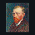 Vincent Van Gogh 1887 Self Portrait Postcard<br><div class="desc">This postcard features one of Vincent Van Gogh's 1887 self portraits. This one has a striking blue-green and red speckled background. For more like this,  please visit our store!</div>