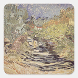 Vincent van Gogh   A Road in St. Remy Square Sticker