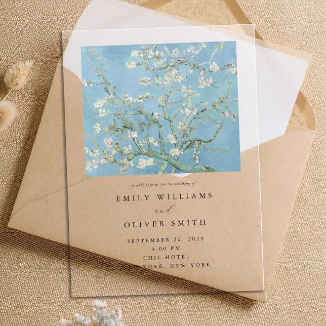 Vincent Van Gogh Almond Blossom Floral Wedding Acrylic Invitations (Creator Uploaded)