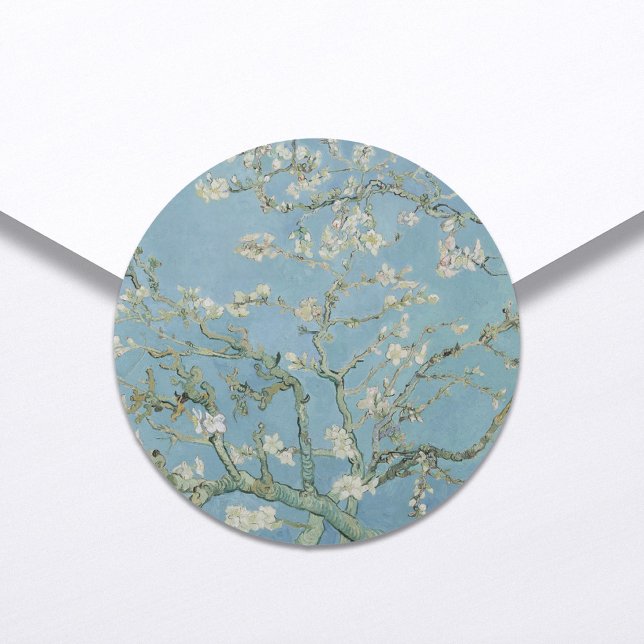 Vincent Van Gogh Almond Blossom Floral Wedding Classic Round Sticker (Creator Uploaded)
