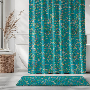 Vincent Van Gogh Almond Blossom on Teal Blue Shower Curtain