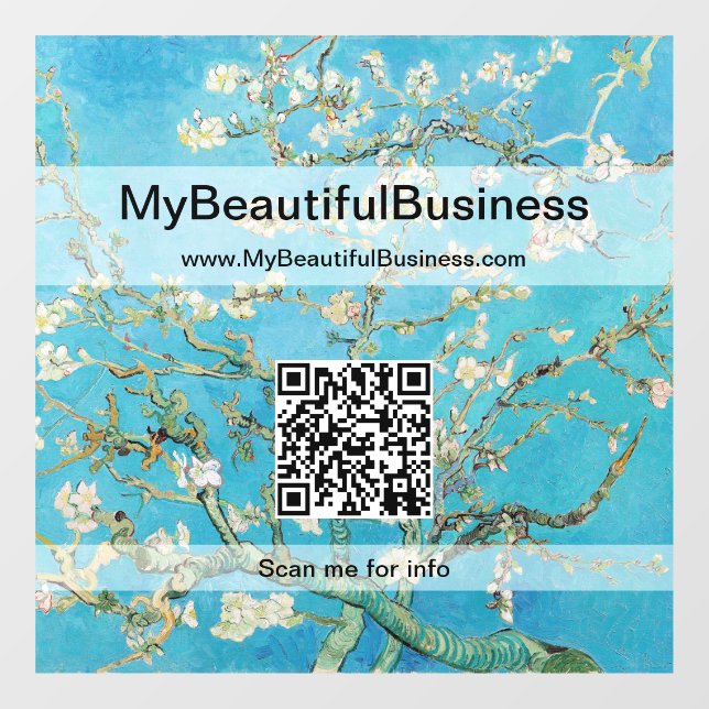 Vincent Van Gogh - Almond Blossom QR Code Window Cling (Sheet)