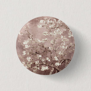Vincent Van Gogh Almond Blossoms Beige Taupe 3 Cm Round Badge