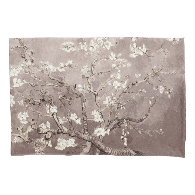 Vincent Van Gogh Almond Blossoms Beige Taupe Pillowcase (Front)