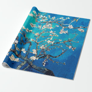 Vincent Van Gogh Almond Blossoms Bright Turquoise Wrapping Paper