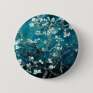 Vincent Van Gogh Almond Blossoms Dark Teal 6 Cm Round Badge