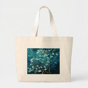 Vincent Van Gogh Almond Blossoms Dark Teal Large Tote Bag