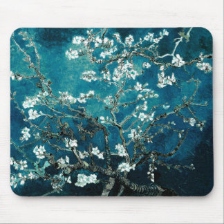 Vincent Van Gogh Almond Blossoms Dark Teal Mouse Mat