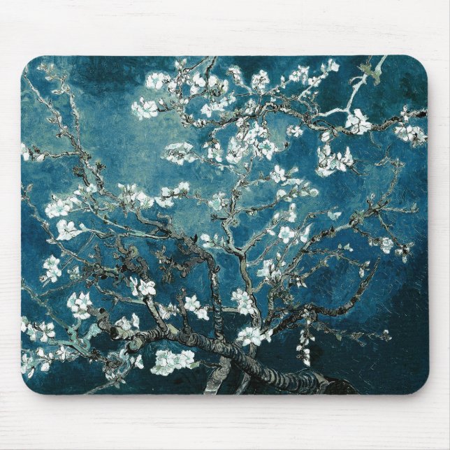 Vincent Van Gogh Almond Blossoms Dark Teal Mouse Mat (Front)