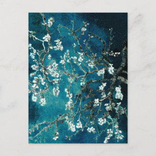 Vincent Van Gogh Almond Blossoms Dark Teal Postcard