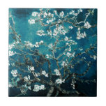 Vincent Van Gogh Almond Blossoms Dark Teal Tile<br><div class="desc">Artist: Vincent Van Gogh
Title: Almond Blossoms
altered colour</div>