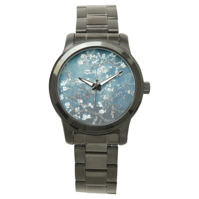 Vincent Van Gogh Almond Blossoms Dark Teal Watch (Front)