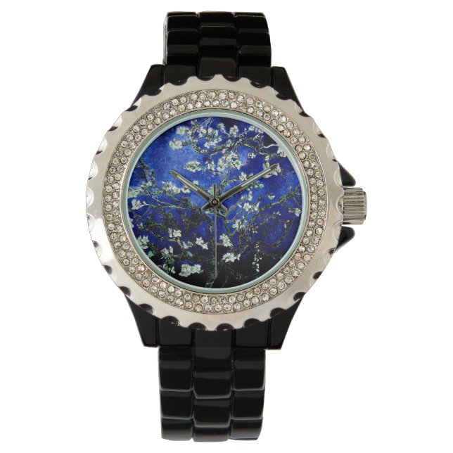 Vincent Van Gogh Almond Blossoms Deep Blue Watch (Front)