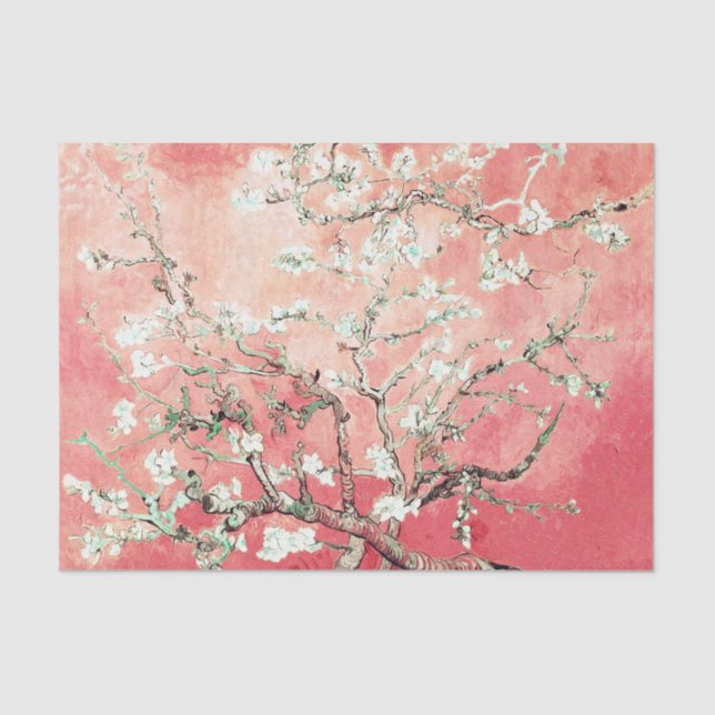 Vincent Van Gogh Almond Blossoms Pinky Peach Tissue Paper (Front)