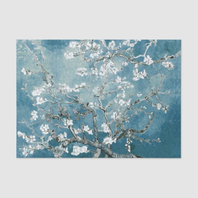 Vincent Van Gogh Almond Blossoms Soft Teal Tissue Paper (Front)
