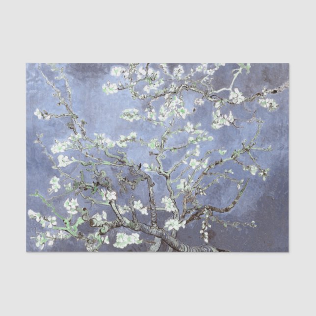 Vincent Van Gogh Almond Blossoms Steel Blue Tissue Paper (Front)