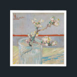 Vincent van Gogh - Almond Branch in a Glass Napkin<br><div class="desc">Sprig of Flowering Almond in a Glass / Blossoming Almond Branch in a Glass - Vincent van Gogh,  Oil on Canvas,  1888</div>
