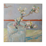 Vincent van Gogh - Almond Branch in a Glass Tile<br><div class="desc">Sprig of Flowering Almond in a Glass / Blossoming Almond Branch in a Glass - Vincent van Gogh,  Oil on Canvas,  1888</div>