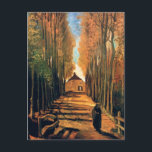Vincent Van Gogh - Avenue Of Poplars In Autumn Postcard<br><div class="desc">Vincent Van Gogh's Avenue Of Poplars In Autumn. In 1884 Van Gogh wrote to his brother Theo, "The last thing I made is a rather large study of an avenue of poplars, with yellow autumn leaves, the sun casting, here and there, sparkling spots on the fallen leaves on the ground,...</div>