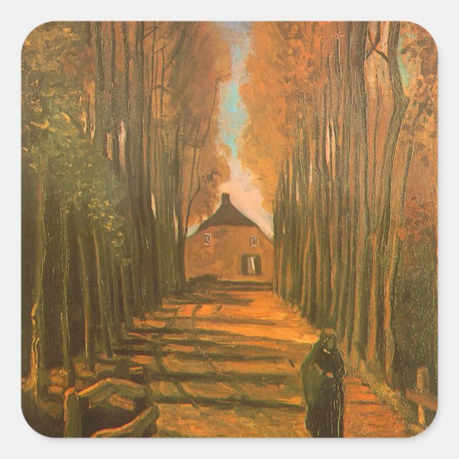 Vincent van Gogh - Avenue of Poplars in Autumn Square Sticker (Front)