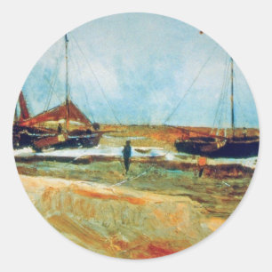Vincent Van Gogh - Beach at Scheveningen Fine Art Classic Round Sticker