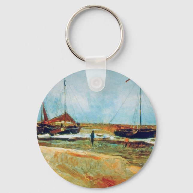Vincent Van Gogh - Beach at Scheveningen Fine Art Key Ring (Front)