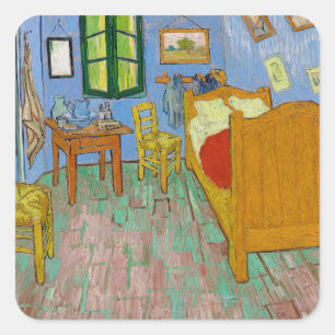 Vincent Van Gogh Bedroom. Impressionism room art Square Sticker