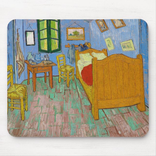 Vincent Van Gogh Bedroom. Impressionism room Mouse Mat (Front)