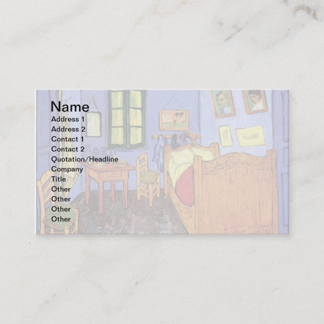 Vincent Van Gogh - Bedroom In Arles Fine Art Business Card (Front)