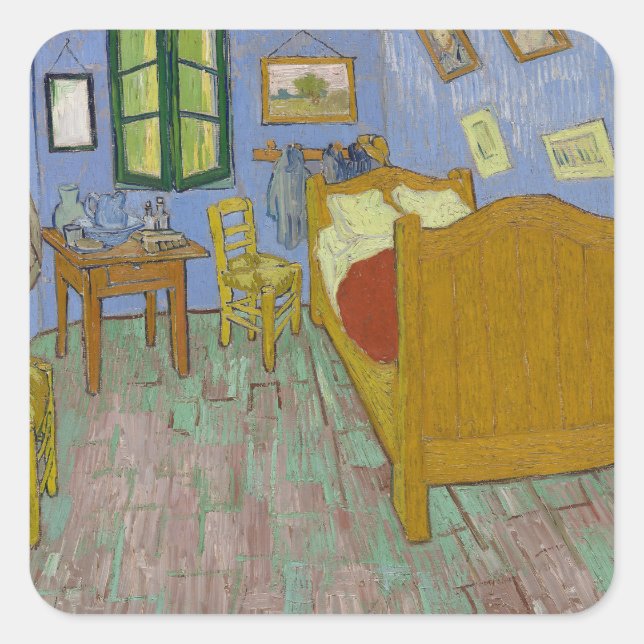 Vincent Van Gogh Bedroom Painting Square Sticker (Front)