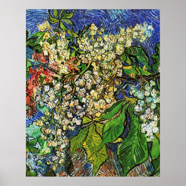 Vincent van Gogh-Blooming chestnut branches Poster (Front)