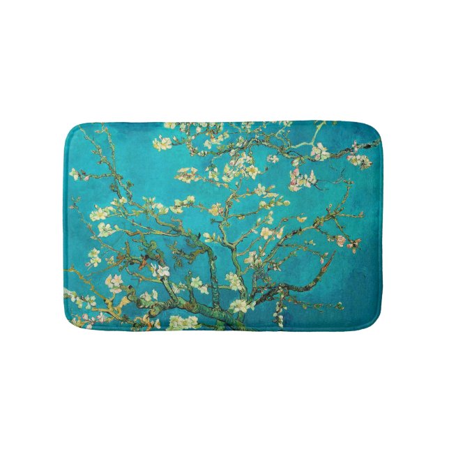 Vincent Van Gogh Blossoming Almond Tree Floral Art Bath Mat (Front)