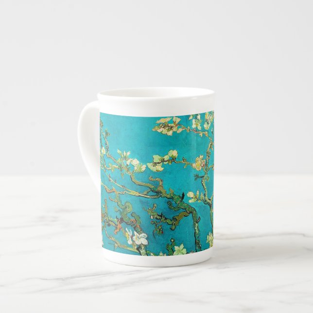 Vincent Van Gogh Blossoming Almond Tree Floral Art Bone China Mug (Front Left)