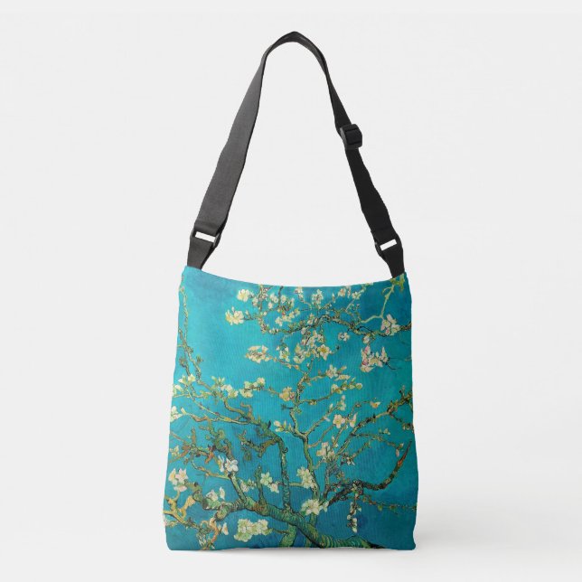 Vincent Van Gogh Blossoming Almond Tree Floral Art Crossbody Bag (Front)