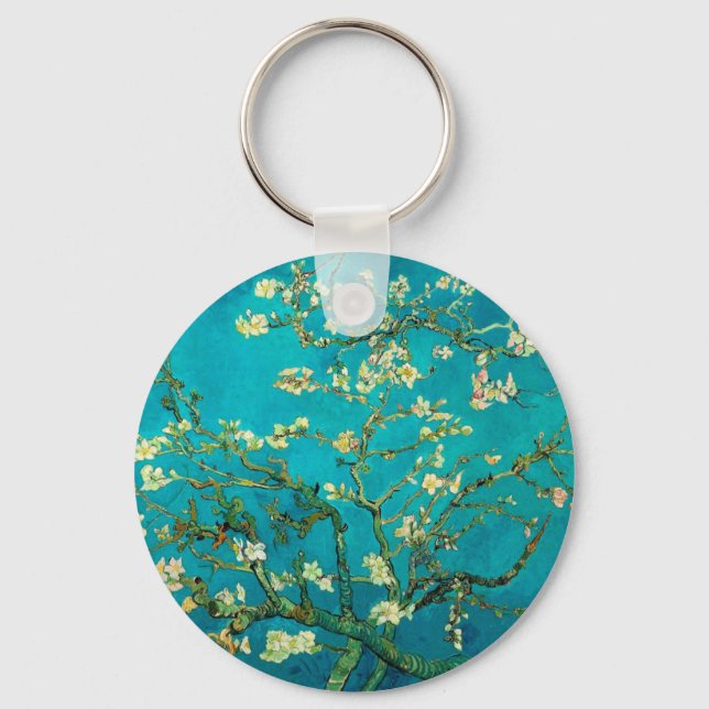 Vincent Van Gogh Blossoming Almond Tree Floral Art Key Ring (Front)