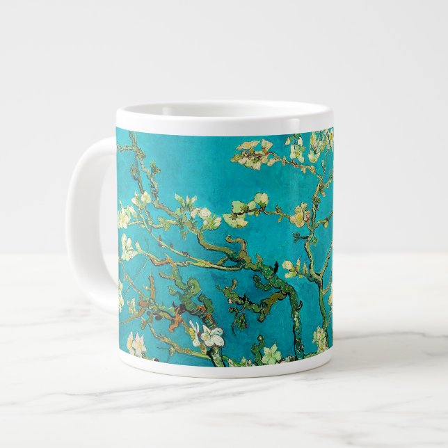Vincent Van Gogh Blossoming Almond Tree Floral Art Large Coffee Mug (Front Left)