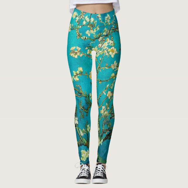 Vincent Van Gogh Blossoming Almond Tree Floral Art Leggings (Front)
