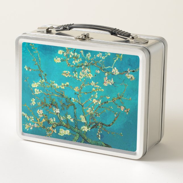 Vincent Van Gogh Blossoming Almond Tree Floral Art Metal Lunch Box (Front)
