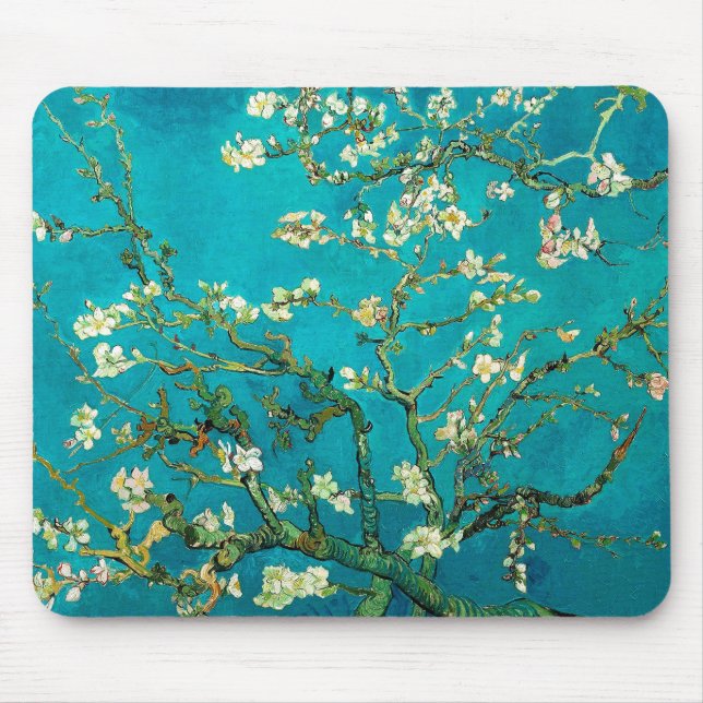 Vincent Van Gogh Blossoming Almond Tree Floral Art Mouse Mat (Front)